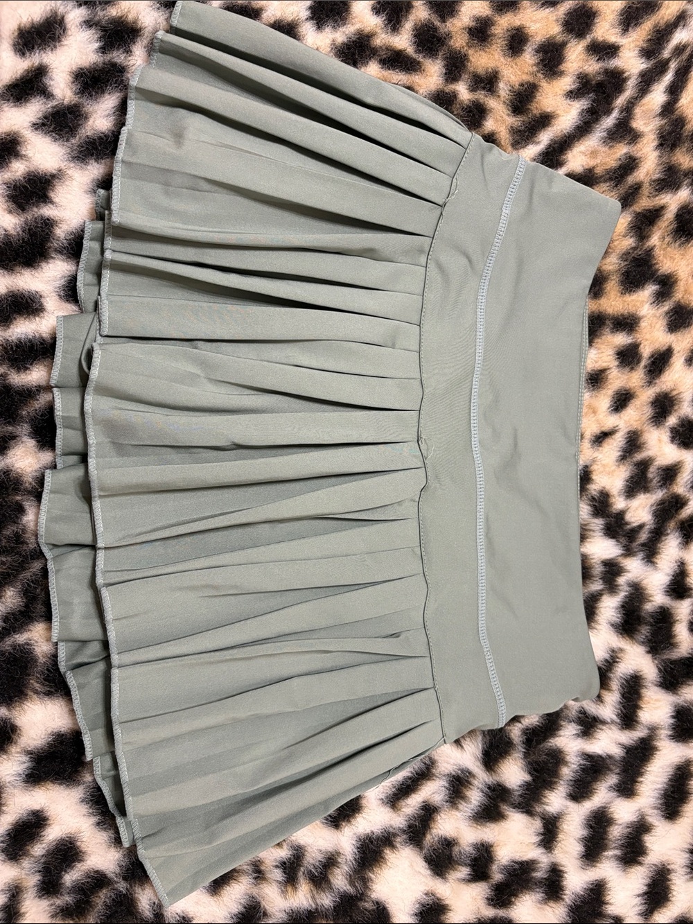 High-Waist Pleated Mini Skirt in Olive Green